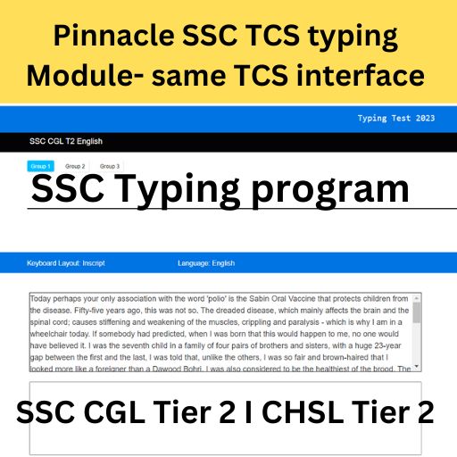 Pinnacle Typing Software based on TCS Pattern: SSC CGL  I CHSL Tier 2